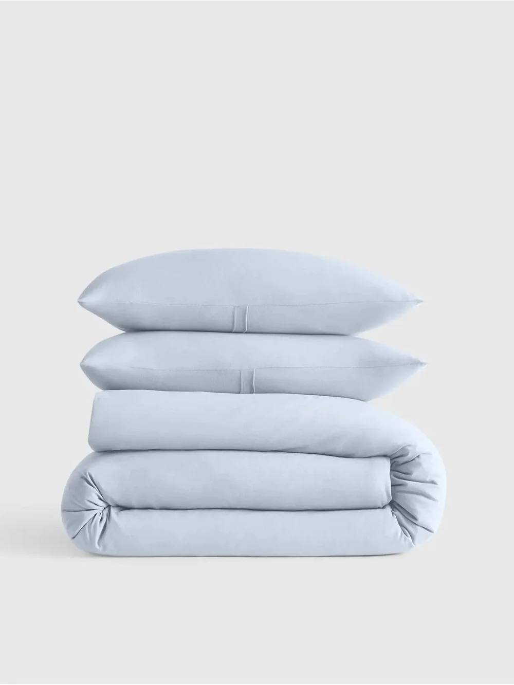 Quince Organic Cotton Jersey QUEEN Duvet  w/ 2 Pillowcases Light Blue - NEW